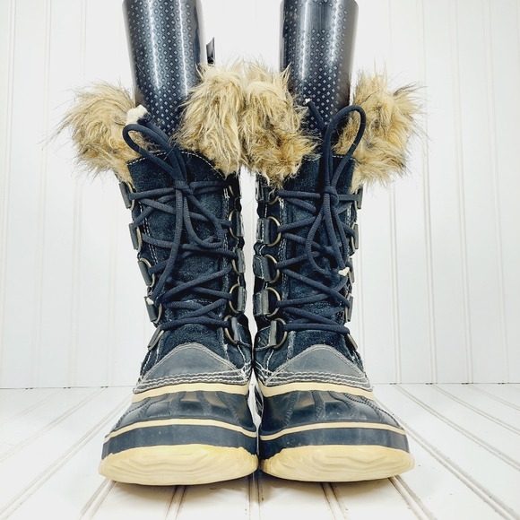 Sorel Joan of Arctic Black Leather Waterproof Lace Up Winter Boots D868 - Picture 3 of 10